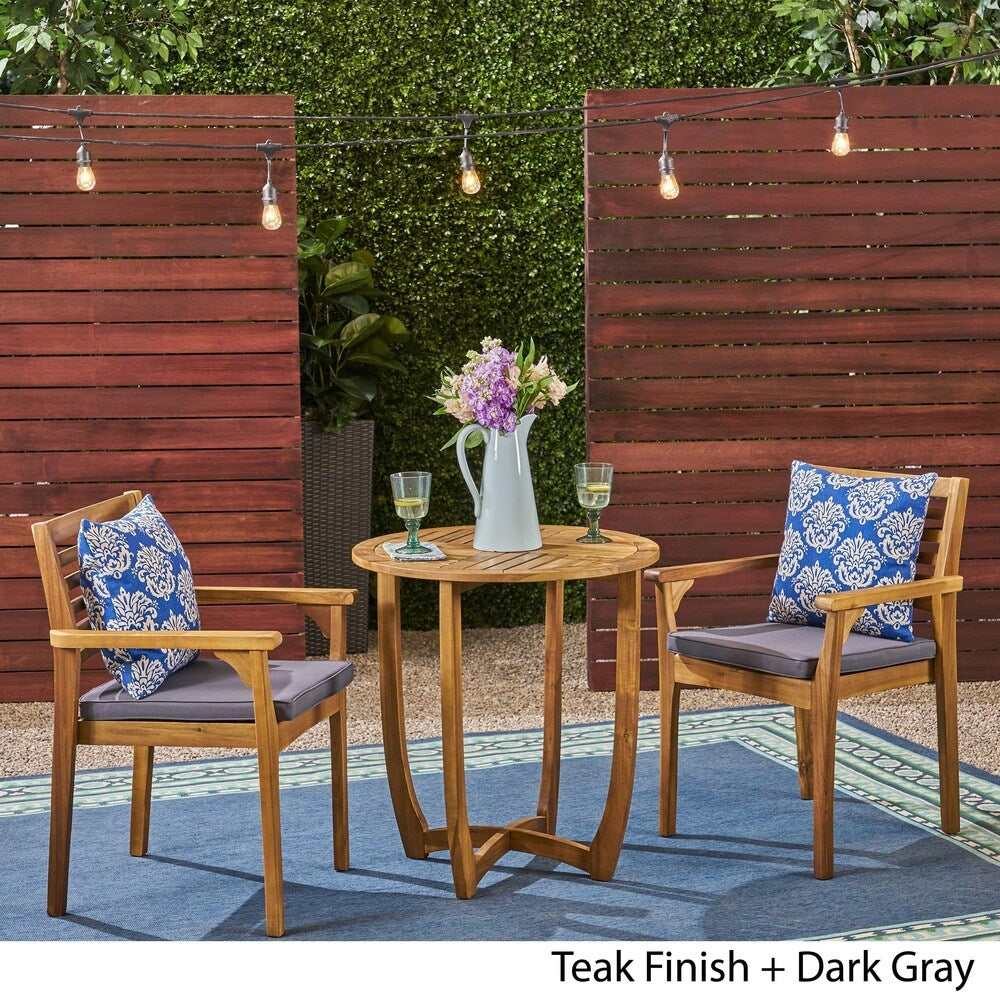 Ensemble bistrot d'extérieur Casa 2 places 28 pouces rond en bois d'acacia avec pieds fermés par Christopher Knight Home