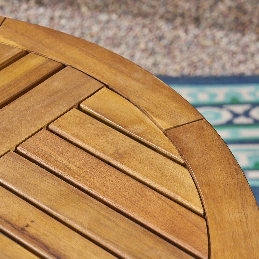 Ensemble bistrot d'extérieur Casa 2 places 28 pouces rond en bois d'acacia avec pieds fermés par Christopher Knight Home