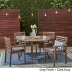 Ensemble de salle à manger rond Casa Outdoor 4 places 47 en acacia avec pieds sculptés par Christopher Knight Home