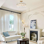 Plafonnier Casandra à 4 lumières en laiton brossé et cristal