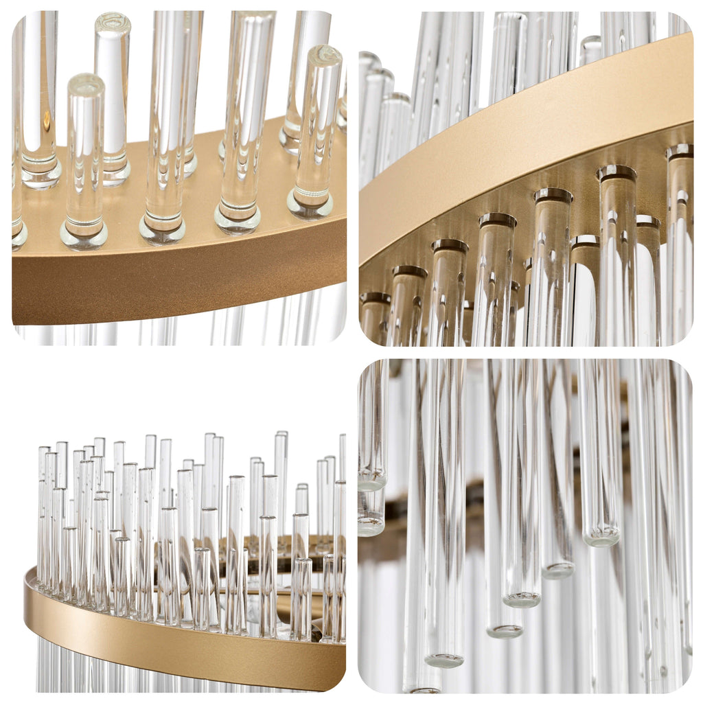 Lustre Casandra 5 lumières en bronze brillant avec barres en verre transparent - Bronze brillant