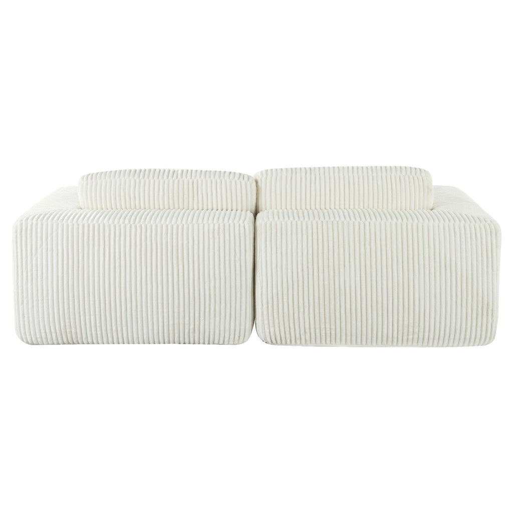 Canapé-lit Cascade 2 pièces en velours côtelé avec méridienne double et 2 oreillers