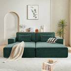 Canapé-lit Cascade 2 pièces en velours côtelé avec méridienne double et 2 oreillers