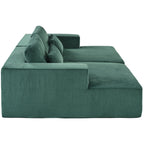 Canapé-lit Cascade 2 pièces en velours côtelé avec méridienne double et 2 oreillers