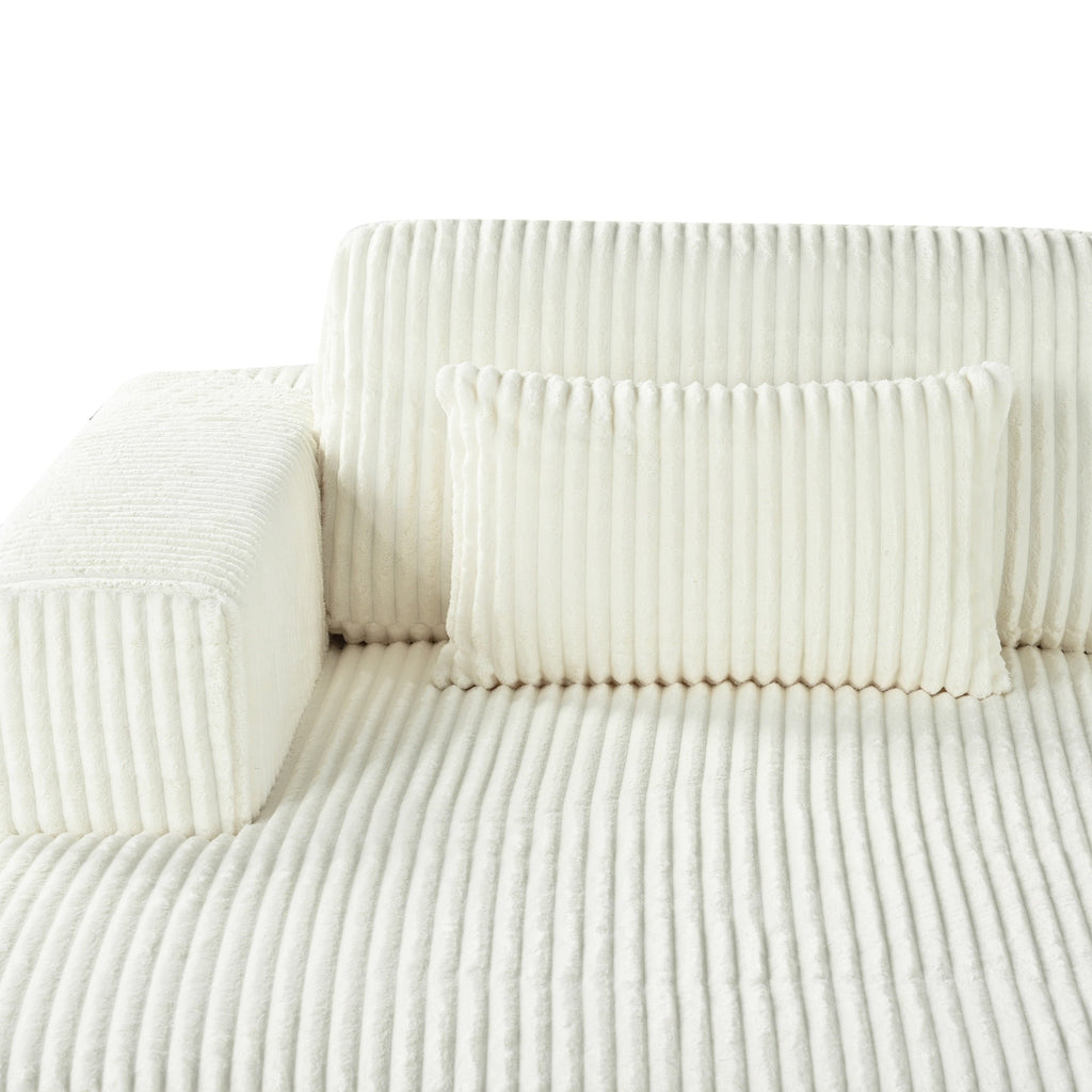 Canapé-lit Cascade 2 pièces en velours côtelé avec méridienne double et 2 oreillers