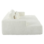 Canapé-lit Cascade 2 pièces en velours côtelé avec méridienne double et 2 oreillers