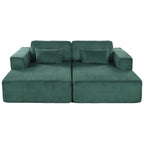 Canapé-lit Cascade 2 pièces en velours côtelé avec méridienne double et 2 oreillers