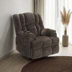 Fauteuil inclinable électrique Cassy avec relevage, chauffage et massage, velours marron