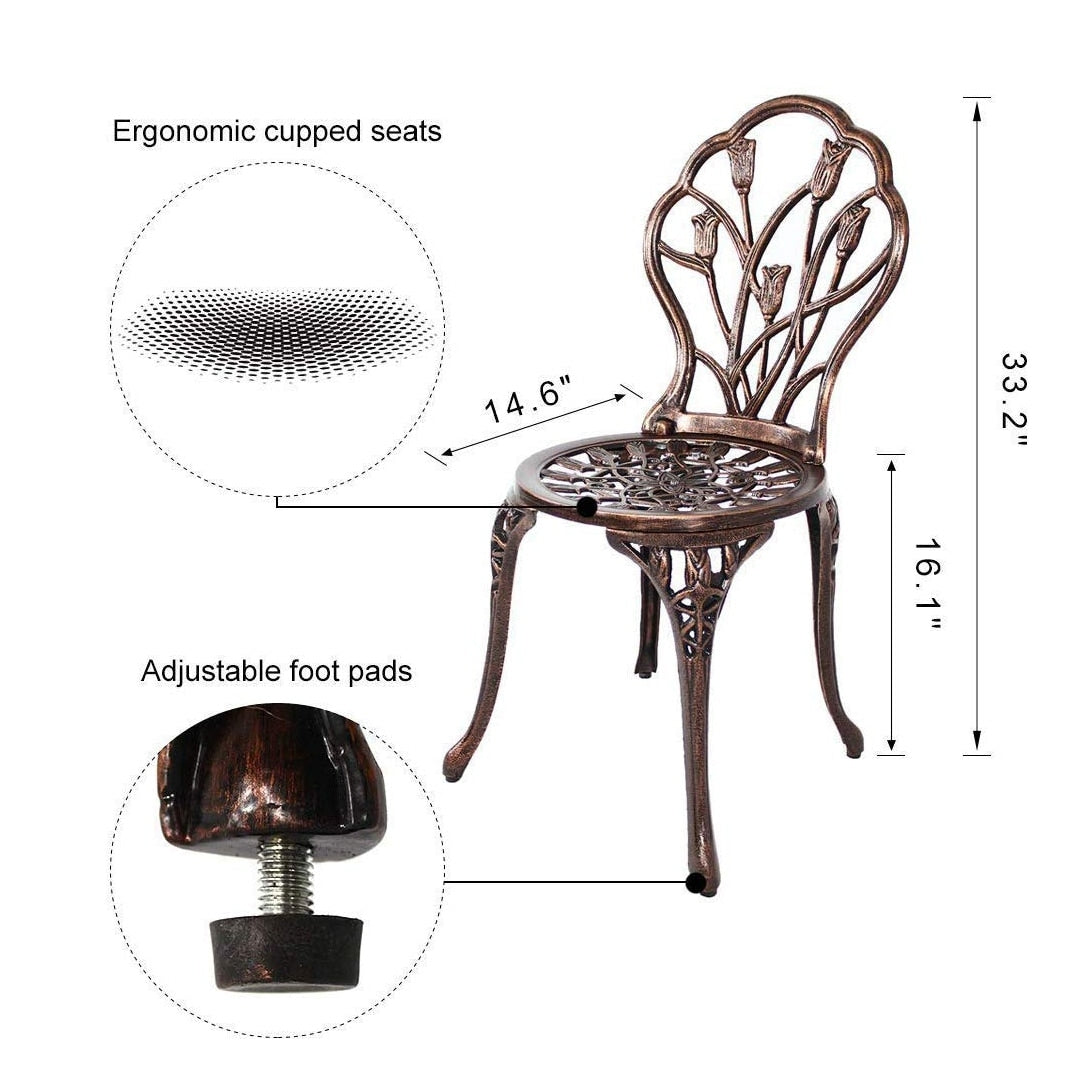 Ensemble de patio extérieur tulipe 3 pièces en aluminium avec table