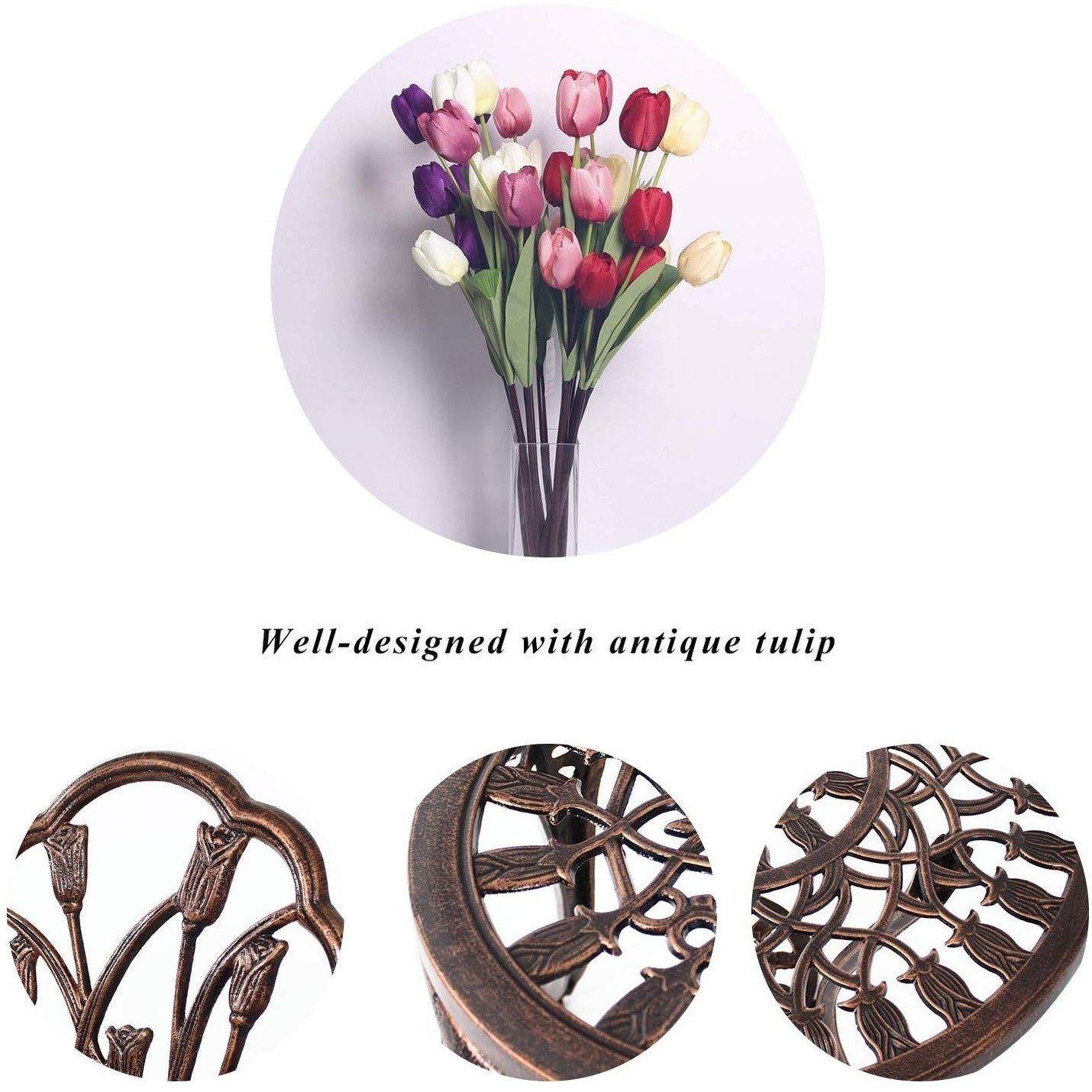 Ensemble de patio extérieur tulipe 3 pièces en aluminium avec table