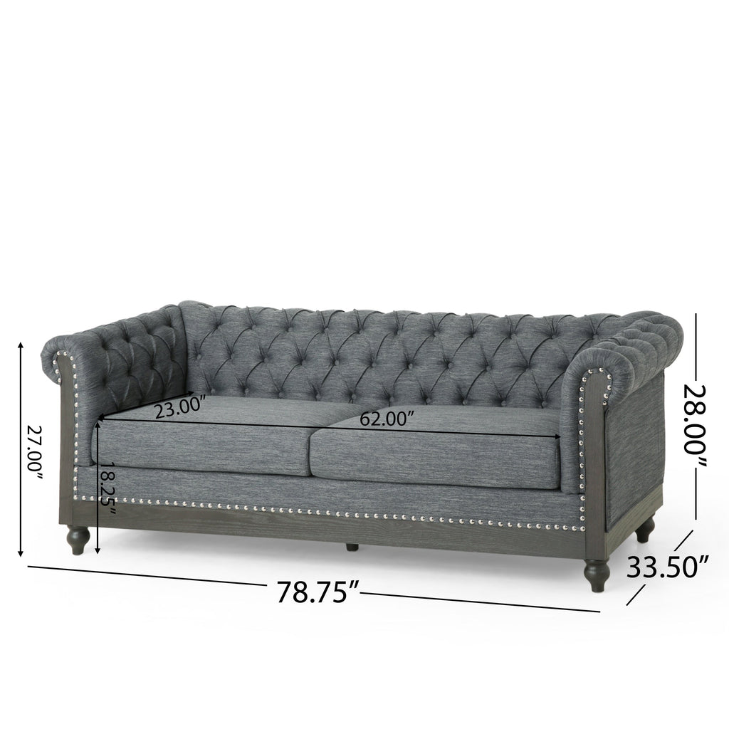 Canapé Chesterfield Castalia avec garniture cloutée par Christopher Knight Home - 78,75 L x 33,50 l x 28,00 H
