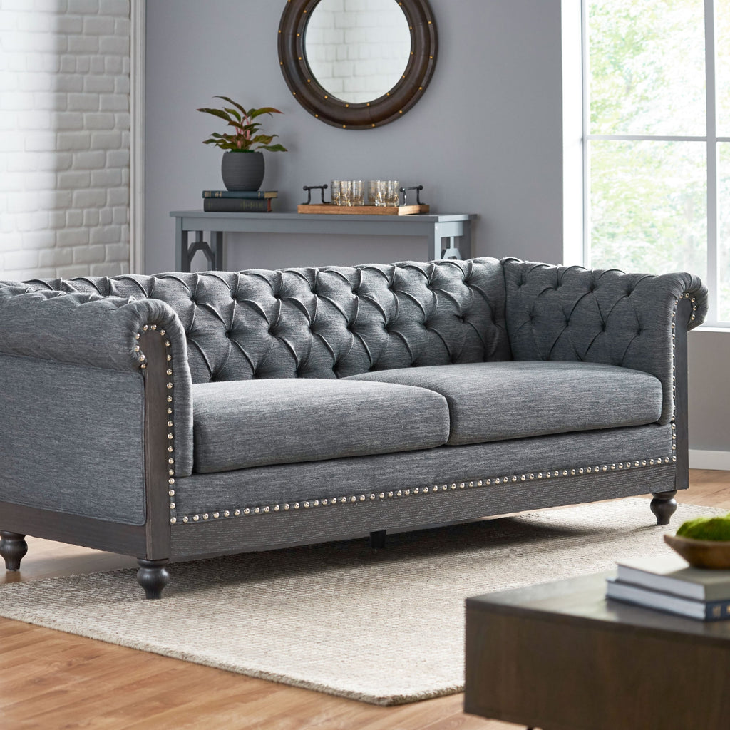 Canapé Chesterfield Castalia avec garniture cloutée par Christopher Knight Home - 78,75 L x 33,50 l x 28,00 H