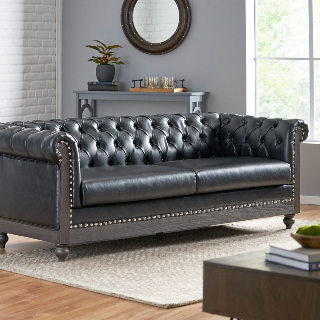 Canapé Chesterfield Castalia avec garniture cloutée par Christopher Knight Home - 78,75 L x 33,50 l x 28,00 H
