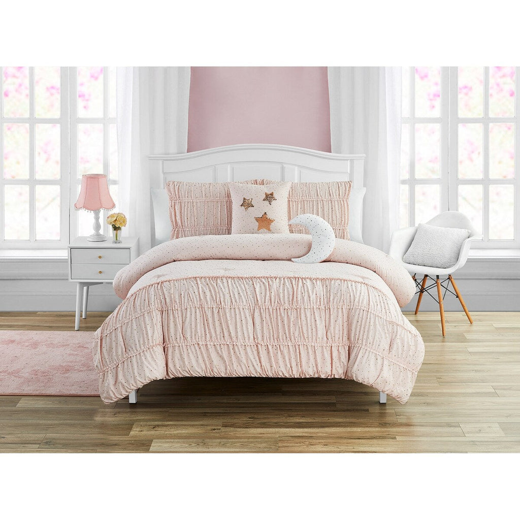 Parure de lit en microfibre ultra douce rose Princesse Céleste avec oreiller Lune