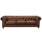 Canapé Chesterfield Century - Cuir châtain clair