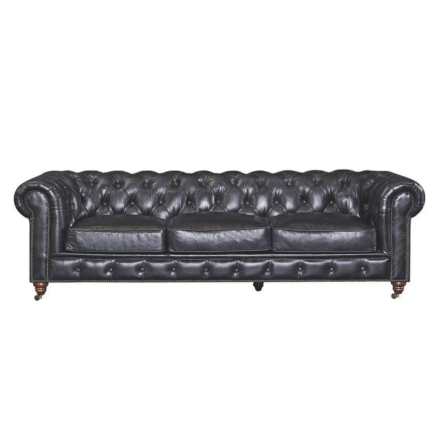 Canapé Chesterfield Century - Cuir châtain clair