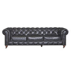 Canapé Chesterfield Century - Cuir châtain clair