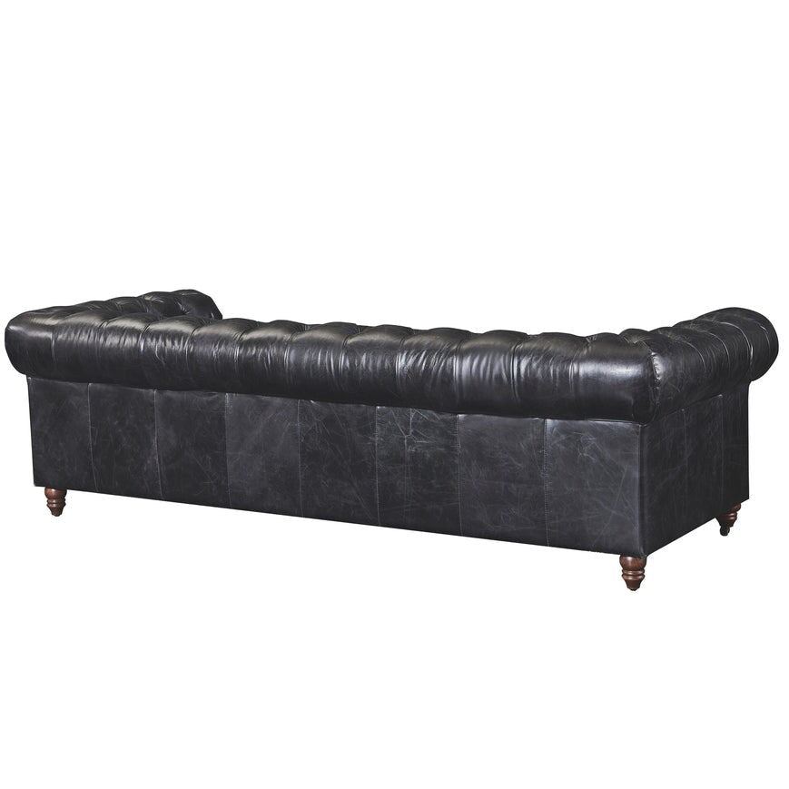 Canapé Chesterfield Century - Cuir châtain clair