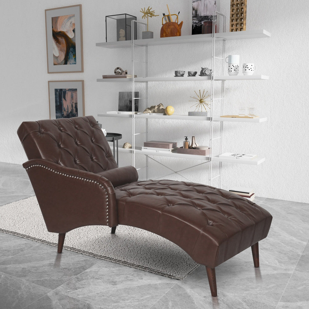 Chaise longue d'intérieur avec accoudoirs, fauteuil d'appoint moelleux, chaise longue rembourrée avec coussin et pieds en bois massif