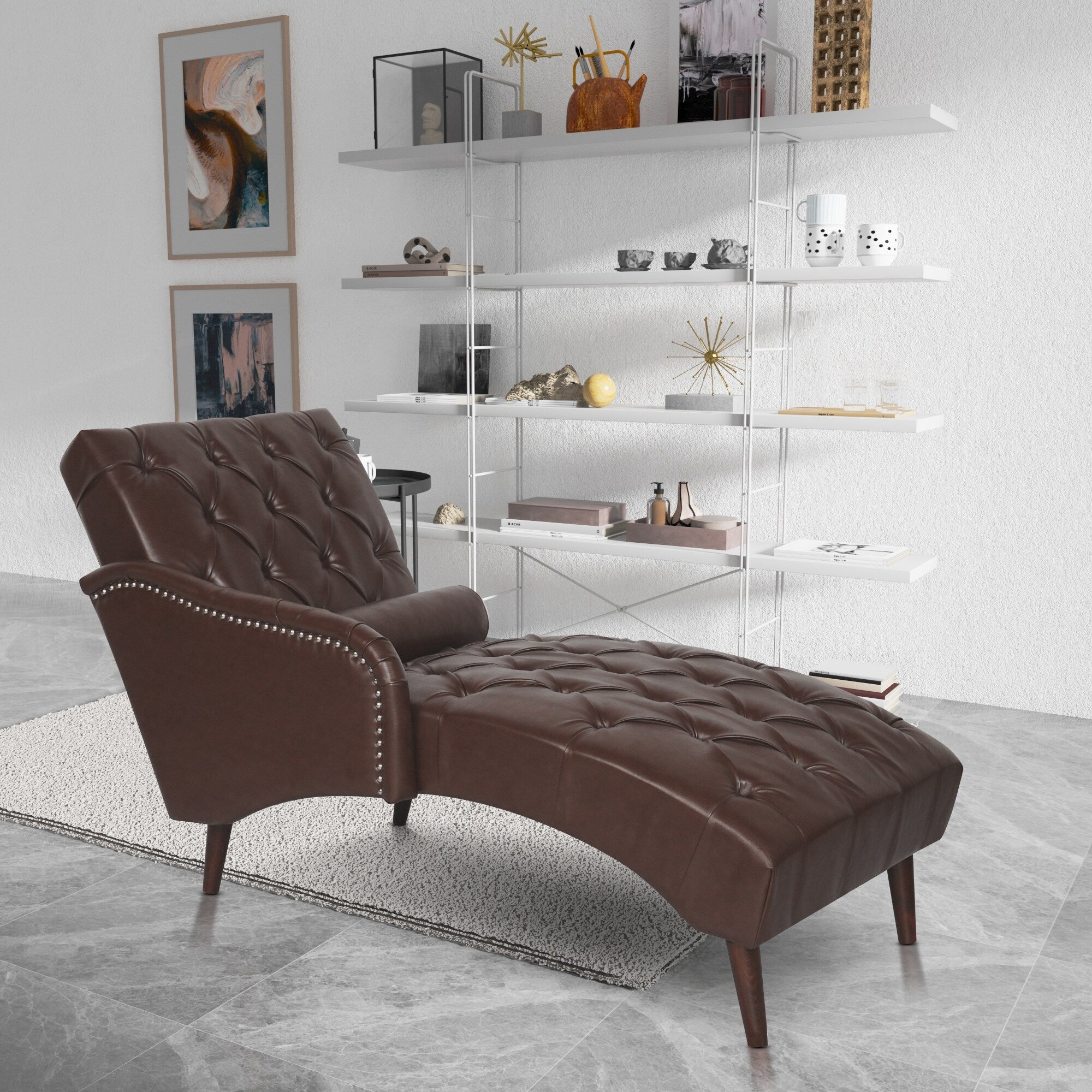 Chaise longue d'intérieur avec accoudoirs, fauteuil d'appoint moelleux, chaise longue rembourrée avec coussin et pieds en bois massif
