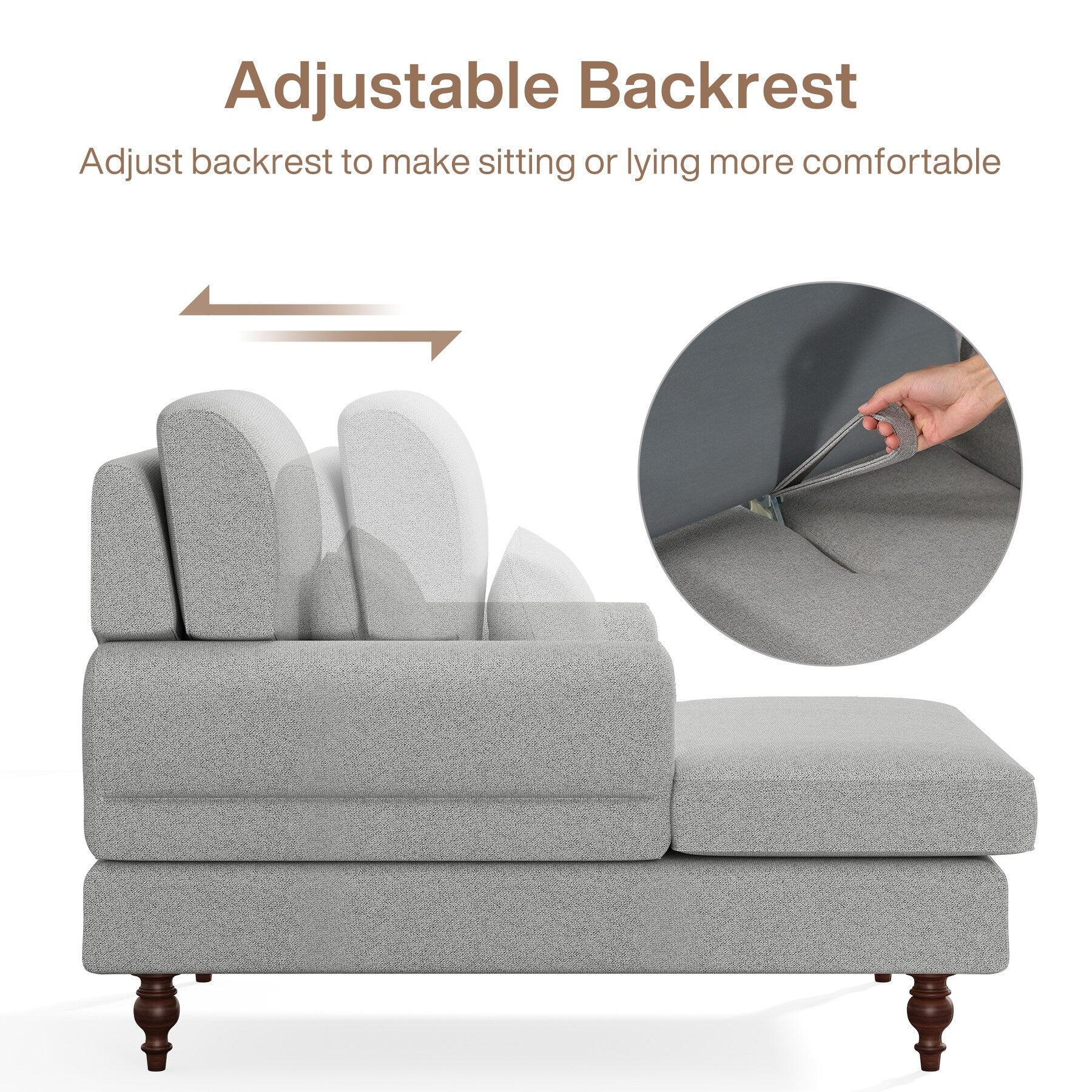 Chaise longue d'intérieur moderne et confortable avec dossier réglable