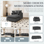 Chaise longue, canapé-lit simple en chenille avec assise large, fauteuil-lit rembourré avec pouf amovible, ensemble de canapé de lecture