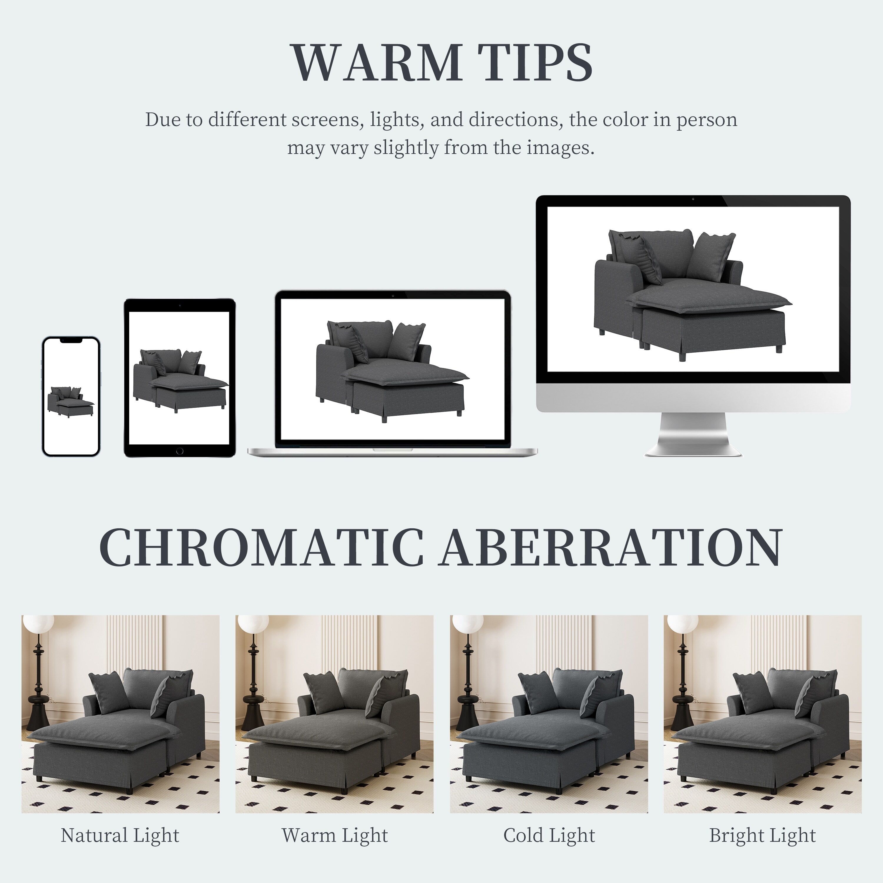 Chaise longue, canapé-lit simple en chenille avec assise large, fauteuil-lit rembourré avec pouf amovible, ensemble de canapé de lecture