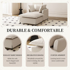 Chaise longue, canapé-lit simple en chenille avec assise large, fauteuil-lit rembourré avec pouf amovible, ensemble de canapé de lecture