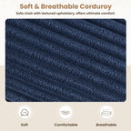 Canapé en velours côtelé de style chaise longue avec porte-gobelets et 3 coussins de dossier « Design de salon inclinable »