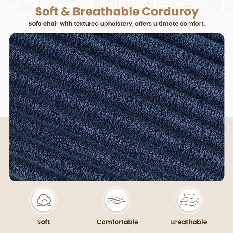 Canapé en velours côtelé de style chaise longue avec porte-gobelets et 3 coussins de dossier « Design de salon inclinable »