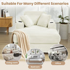 Canapé en velours côtelé de style chaise longue avec porte-gobelets et 3 coussins de dossier « Design de salon inclinable »