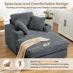 Canapé en velours côtelé de style chaise longue avec porte-gobelets et 3 coussins de dossier « Design de salon inclinable »