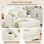 Canapé en velours côtelé de style chaise longue avec porte-gobelets et 3 coussins de dossier « Design de salon inclinable »