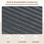 Canapé en velours côtelé de style chaise longue avec porte-gobelets et 3 coussins de dossier « Design de salon inclinable »