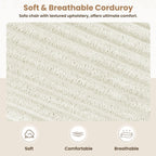 Canapé en velours côtelé de style chaise longue avec porte-gobelets et 3 coussins de dossier « Design de salon inclinable »