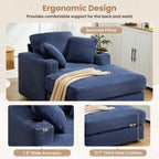 Canapé en velours côtelé de style chaise longue avec porte-gobelets et 3 coussins de dossier « Design de salon inclinable »