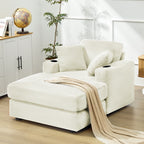 Canapé en velours côtelé de style chaise longue avec porte-gobelets et 3 coussins de dossier « Design de salon inclinable »