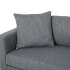 Canapé 3 places anthracite avec pieds en bois et deux coussins