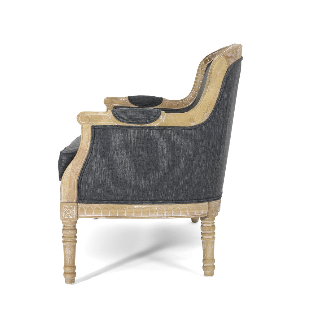 Canapé causeuse en bois anthracite 49,75 $ avec cadre en bois Rubbey et pieds en bois pour le salon