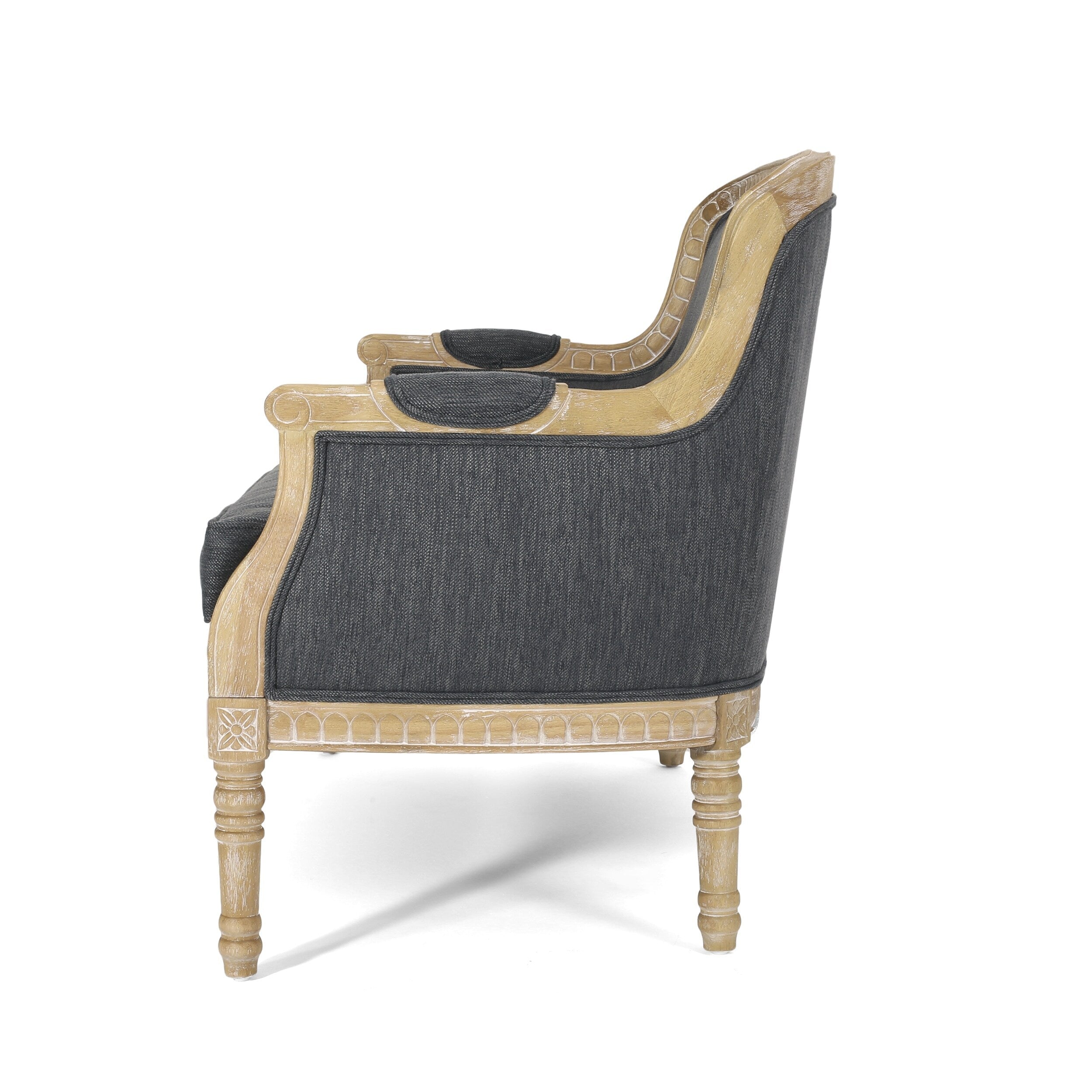 Canapé causeuse en bois anthracite 49,75 $ avec cadre en bois Rubbey et pieds en bois pour le salon