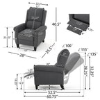 Fauteuil inclinable à dossier relevable en tissu anthracite (entretien facile)