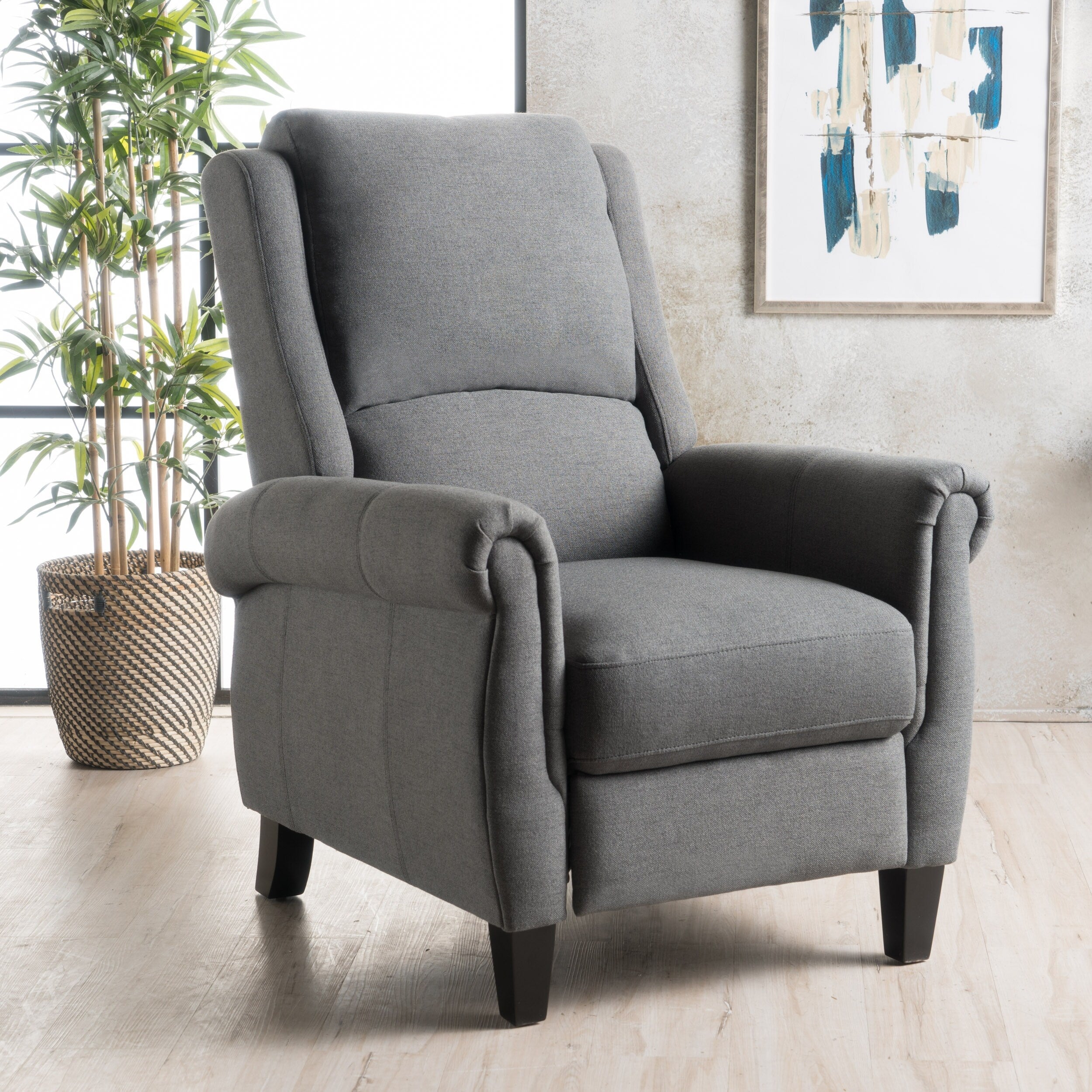 Fauteuil inclinable à dossier relevable en tissu anthracite (entretien facile)