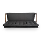 Canapé 3 places capitonné gris anthracite style Mid-Century avec pieds en bois d'hévéa