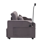 Canapé-lit convertible 3 en 1 en velours gris anthracite avec dossier inclinable réglable et coussins décoratifs