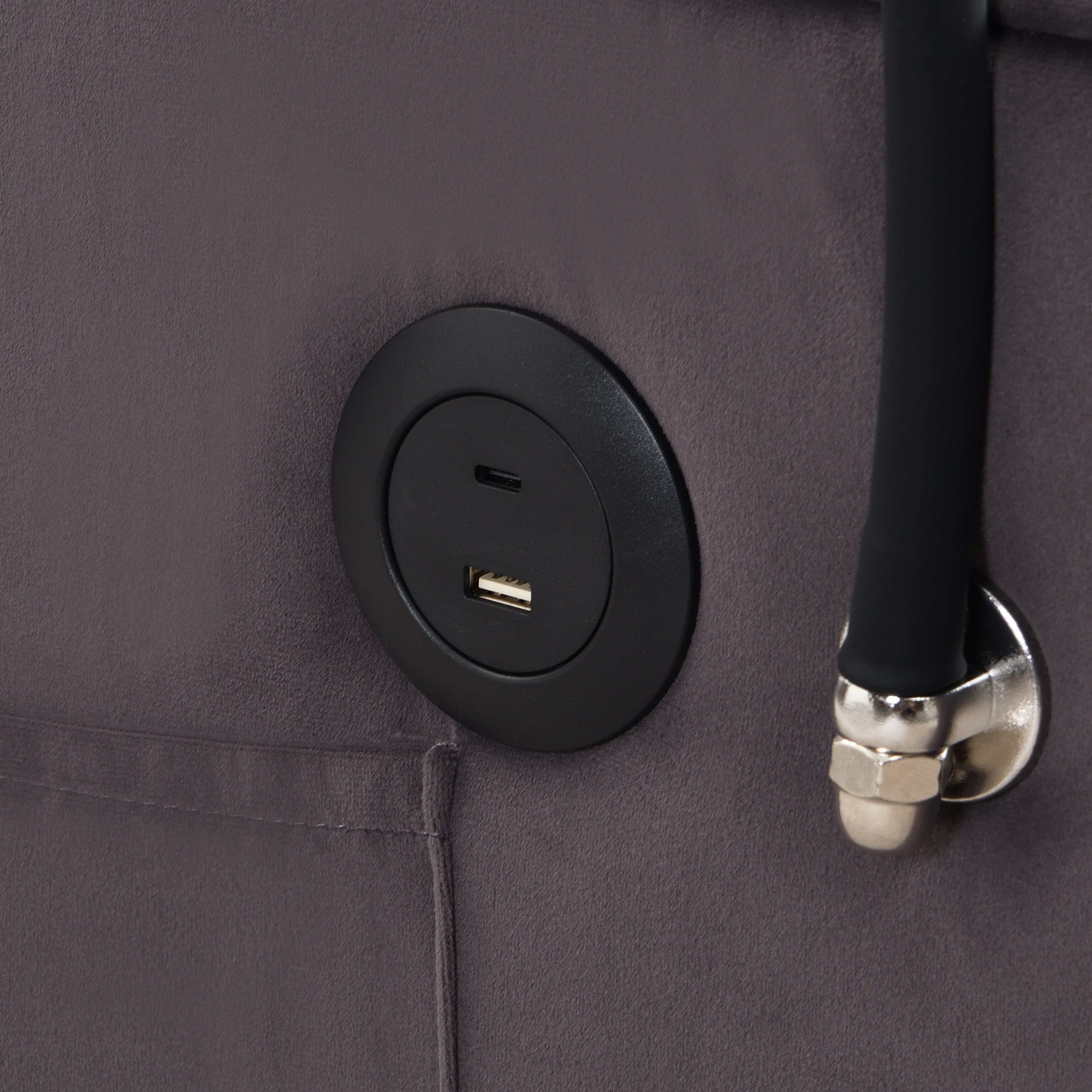 Canapé-lit convertible 3 en 1 en velours gris anthracite avec dossier inclinable réglable et coussins décoratifs