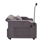 Canapé-lit convertible 3 en 1 en velours gris anthracite avec dossier inclinable réglable et coussins décoratifs