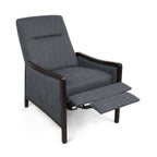 Fauteuil inclinable rembourré de style Mid-Century, couleur anthracite, avec repose-pieds et cadre en bois de bouleau