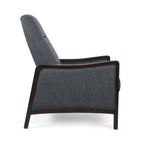 Fauteuil inclinable rembourré de style Mid-Century, couleur anthracite, avec repose-pieds et cadre en bois de bouleau