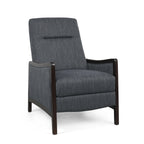 Fauteuil inclinable rembourré de style Mid-Century, couleur anthracite, avec repose-pieds et cadre en bois de bouleau