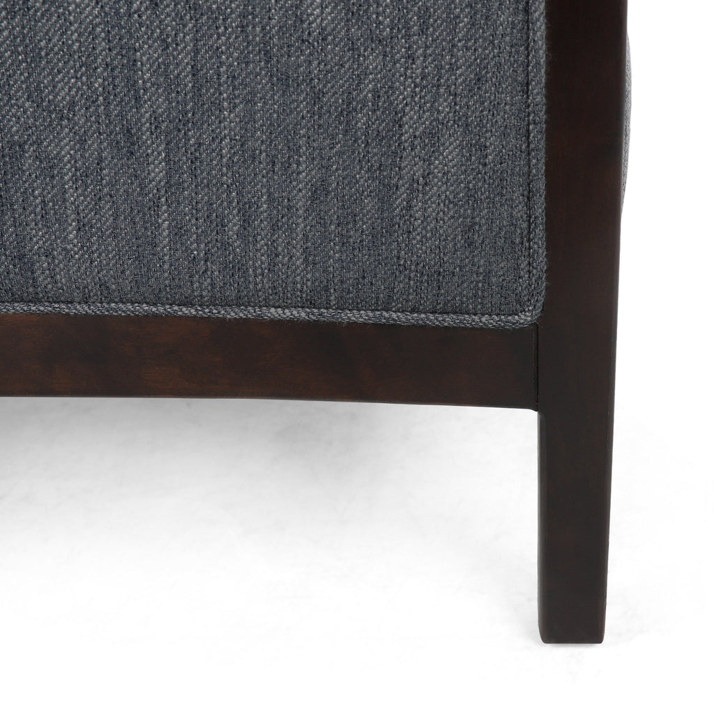 Fauteuil inclinable rembourré de style Mid-Century, couleur anthracite, avec repose-pieds et cadre en bois de bouleau